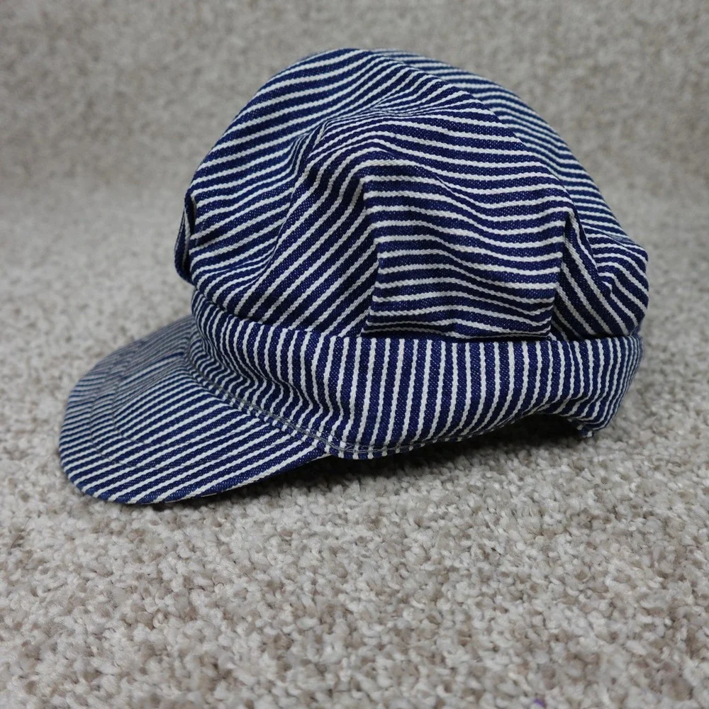 Jackson Street Roundhouse Conductor Hat Child Blue White Hickory Stripe Snapback